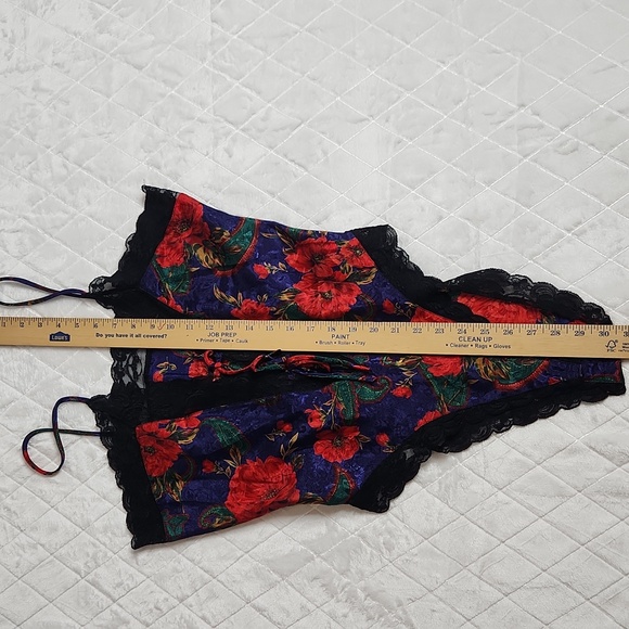 Vintage 80's 90's Floral Black Lace Lined V-Neck Teddy Trashy Lingerie  SzS - Picture 8 of 8